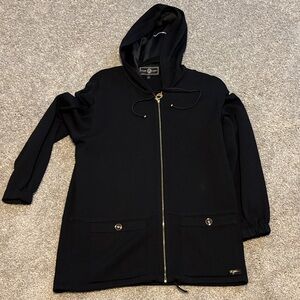 St. John Black Knit Jacket with Gold Logo